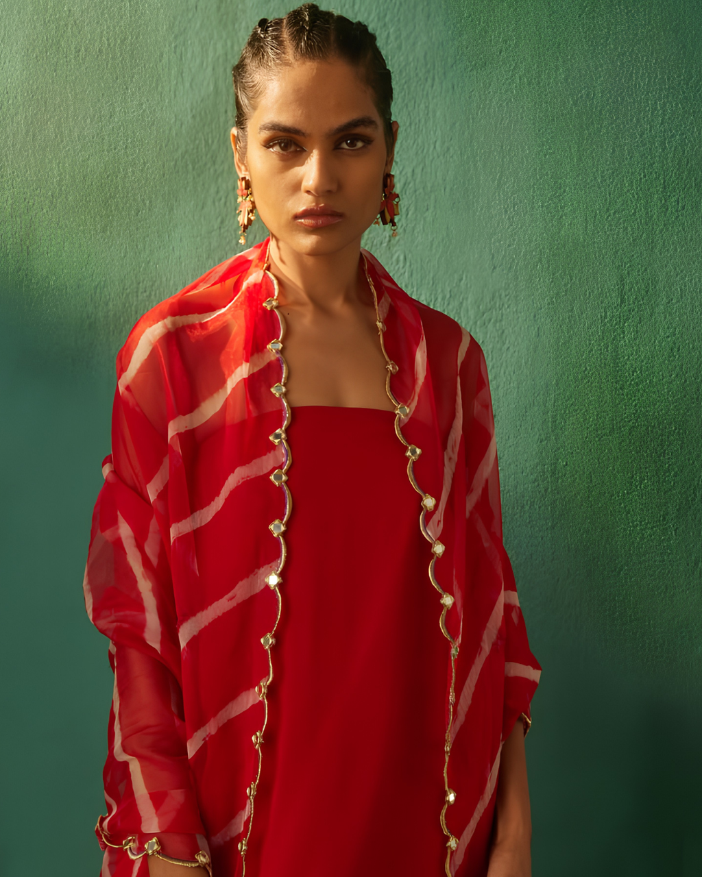 Crimson Solstice Strapless Kurta Set