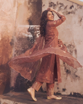 Terracotta V-Neck Embroidered Suit Set