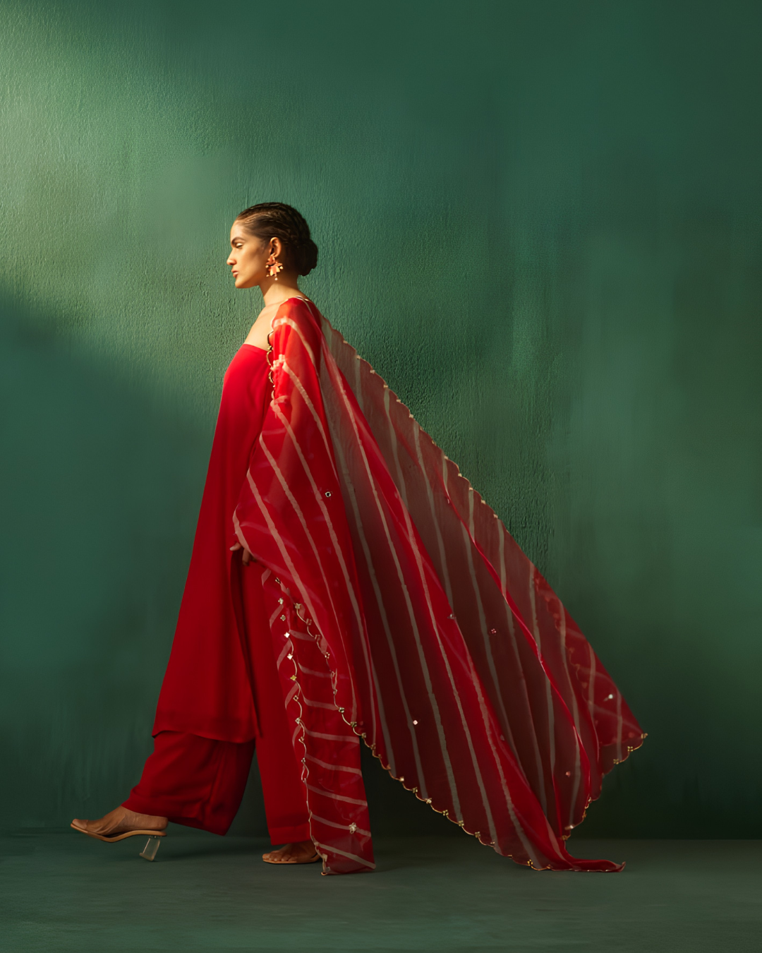 Crimson Solstice Strapless Kurta Set